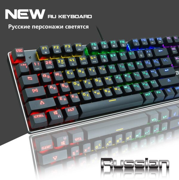 Gaming Mechanical Keyboard Blue Red Switch USB RGB/Mix Backlit Wired Keyboard 87/104 Anti-ghosting For Game Laptop PC Russian US