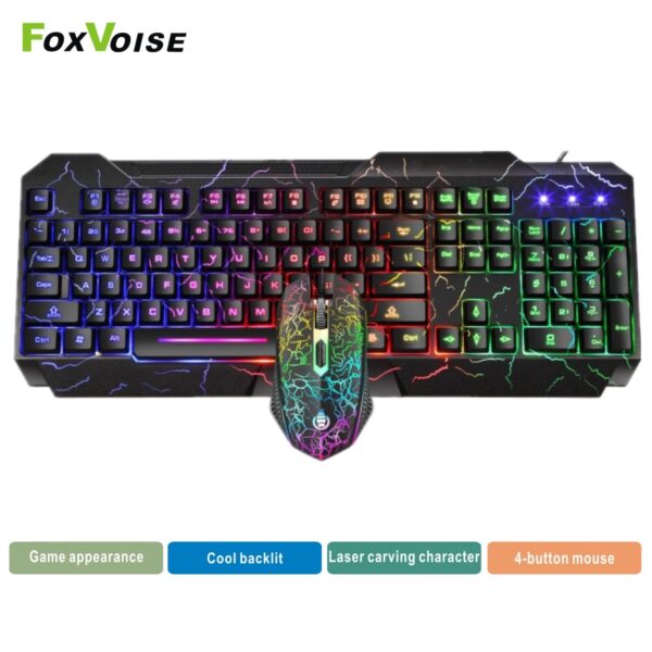 LED Luminous Gaming Keyboard Mouse Combos USB Wired Gamer Kit Backlight Waterproof Multi-Media Keyboard And Mouse Set For PC
