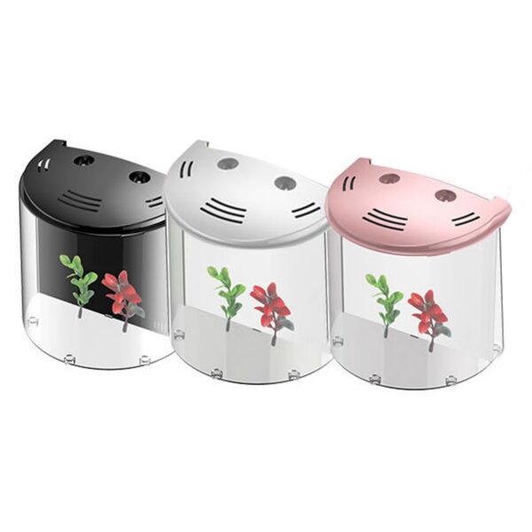 5L Fish Tank Aquariums USB LED Half Moon Mini Aquarium Acrylic Large Capacity Home Office Desktop Aquatic Fish Pet Supplies