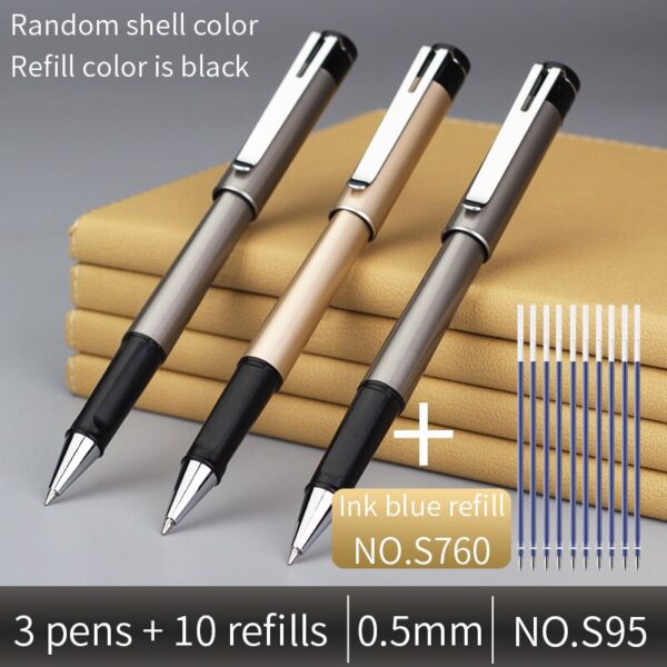 Deli Gel pen Send refill Business Office ABS 0.5 signing pen 0.7 Bold Carbon pen black write 1.0 student Signature pen set