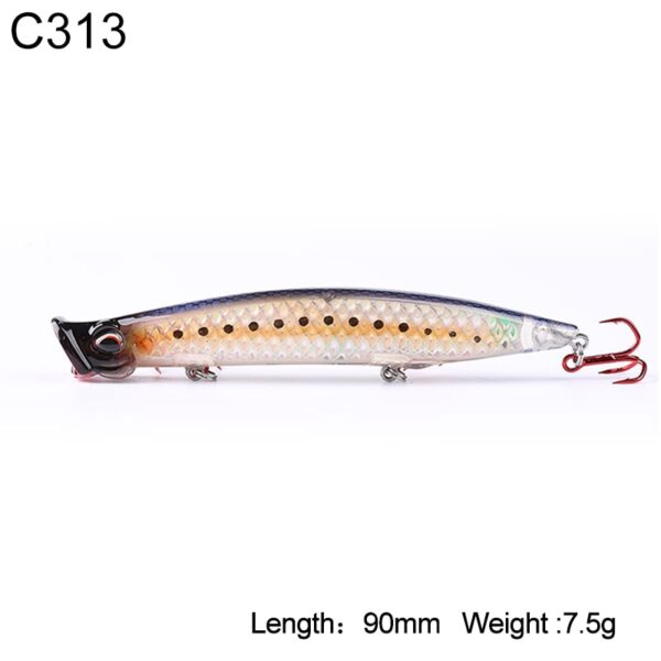 Kingdom Poppers Fishing Lures Hard Bait Topwater 123mm 18.5g,110mm 12.8g,90mm 7.5g Quality Hooks Artificial fish Lure Model 3508