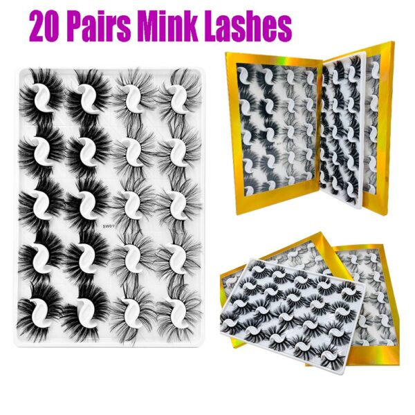 20 Pairs Thick Black Mixed 3D Mink False Eyelashes Natural Long Wispies Bushy Fluffy Lashes Reusable Eye Makeup Beauty Extension
