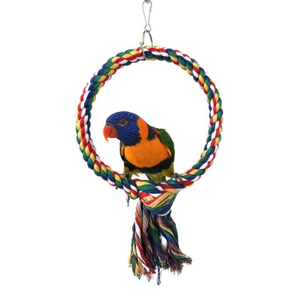 Pet Bird Toys Cotton Rope Round Ring Climbing Ring Cotton Rope Parrots Toys Resistant To Chewing 1
