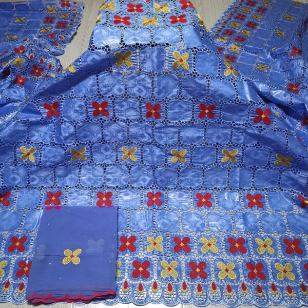 7yards African Bazin Riche Lace Fabric New Design Embroidered High Quality French Lace With Stones Guinea Brocade Fabric