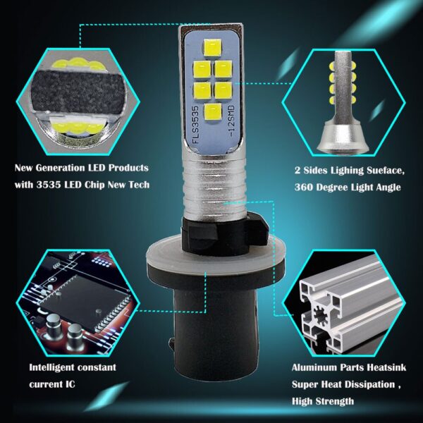 2PCS H27 Led 880 881 Led Bulb H27W H27W/1 H27W/2 1400LM 6000K White Car Fog Light Driving Day Running Lamp Auto 12V