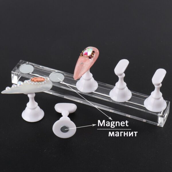 5pcs Magnetic Nail Holder Practice Training Display Stand Plastic Rack False Nail Art Tips Accessory Manicure Salon Tools JI1814