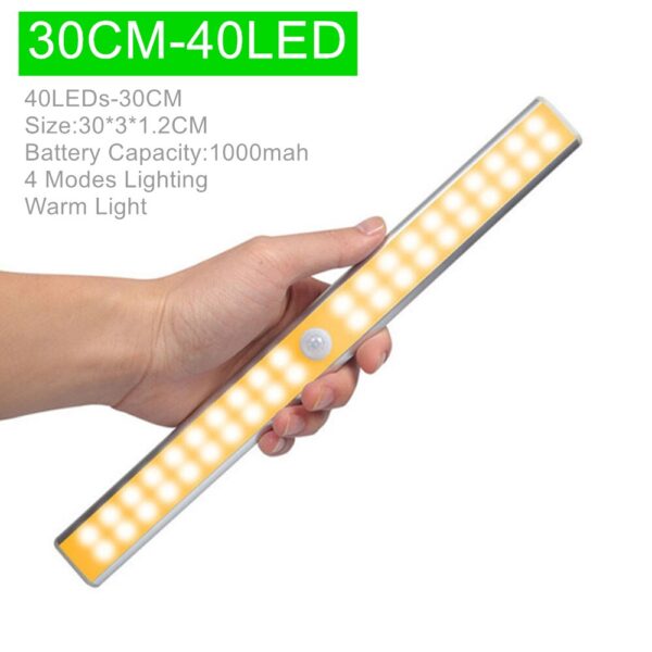 19/30/40CM USB Rechargeable Motion Sensor Led Closet Lights for Bedroom Magnetic Wall Light for Kitchen Cabinet Closet Stairway