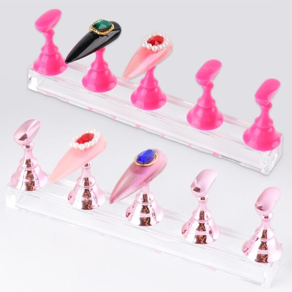 5pcs Magnetic Nail Holder Practice Training Display Stand Plastic Rack False Nail Art Tips Accessory Manicure Salon Tools JI1814