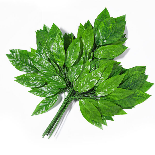 Xuanxiaotong 12pcs/set Green Mango Leaves Artificial Plants Tree Branches for Home party Decoration Wedding Scene Decor