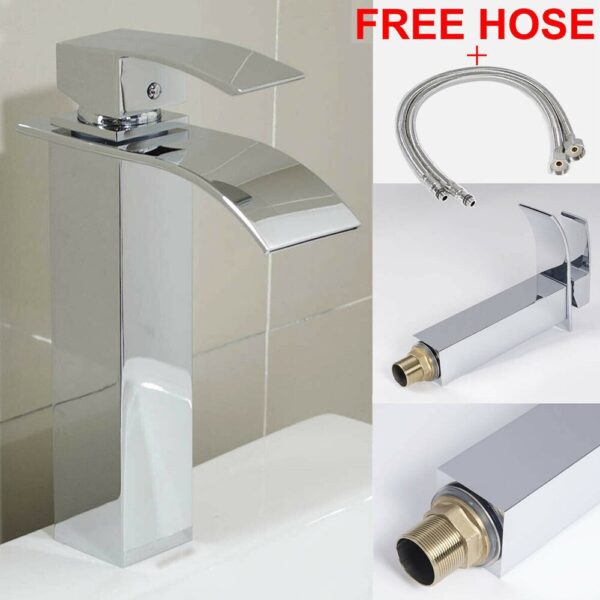 31cm Bathroom Basin Faucet Brass Chrome Faucet Hot&Cold Water Single Holder Sink Mixer Taps Home Improvement Kitchen Accessories