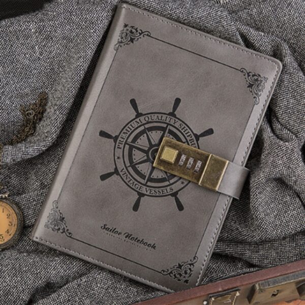 B6 Vintage Notepad Notebook Diary Daily Memos Planner Agenda Notebook Pu Leather Sketchbook with Lock Office Student Password