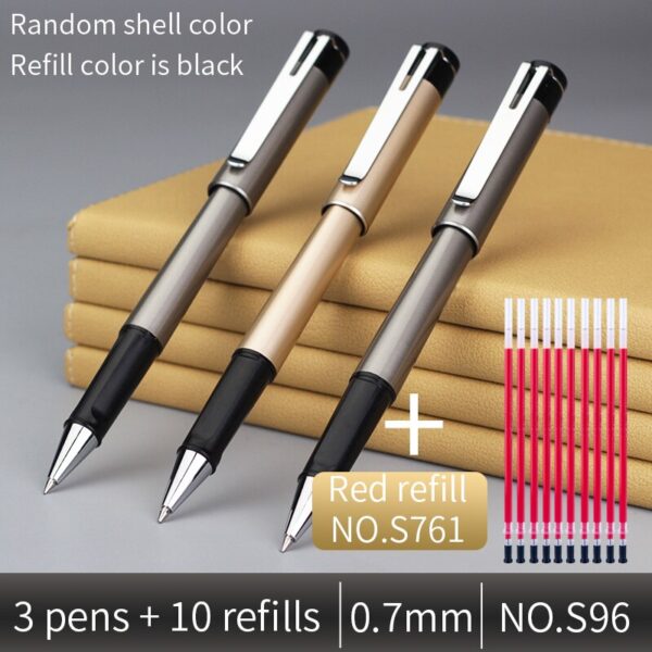 Deli Gel pen Send refill Business Office ABS 0.5 signing pen 0.7 Bold Carbon pen black write 1.0 student Signature pen set