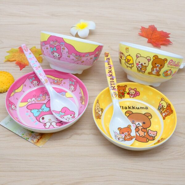 3pc/set baby cartoon Melamine Bowls spoons and plates Kid anti-broken food feeding products
