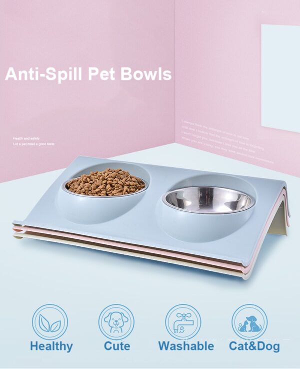 Pet Double Bowls Food Water Feeder Stainless Steel Cat Food Bowl for Dog Puppy Cats Pets Supplies Feeding Dishes S/M
