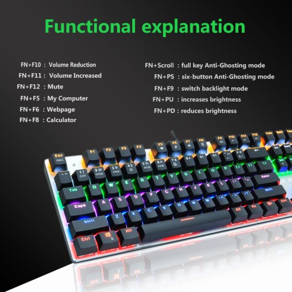 METOO zero Wired Gaming Mechanical Keyboard Game 87/104 Anti-ghosting Russian/US Blue Black Red switch Backlit For pro gamer Lap