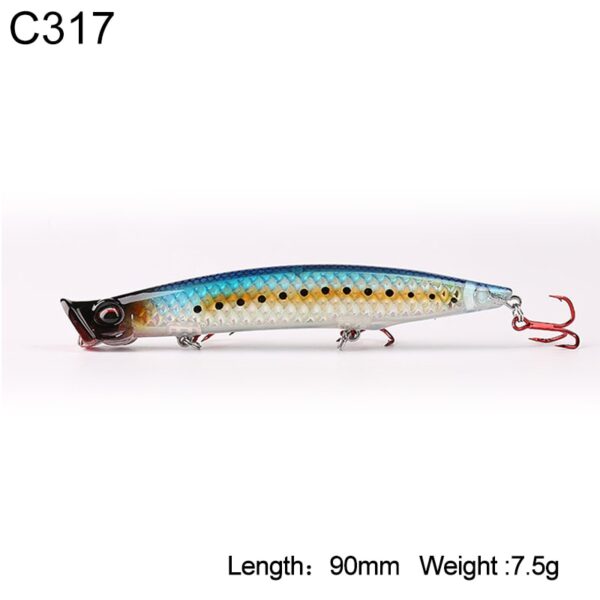 Kingdom Poppers Fishing Lures Hard Bait Topwater 123mm 18.5g,110mm 12.8g,90mm 7.5g Quality Hooks Artificial fish Lure Model 3508