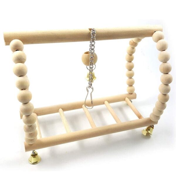 Parrots Toys Bird Swing Exercise Climbing Hanging Ladder Bridge Wooden Pet Parrot Macaw Hammock Bird Toy with Bells