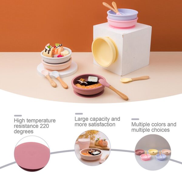 5 PCS Silicone Bowl Sets Baby BPA Free Silicone Food Grade Newborn Accessories Baby Feeding Supplies Cup Bowl Bib Spoon