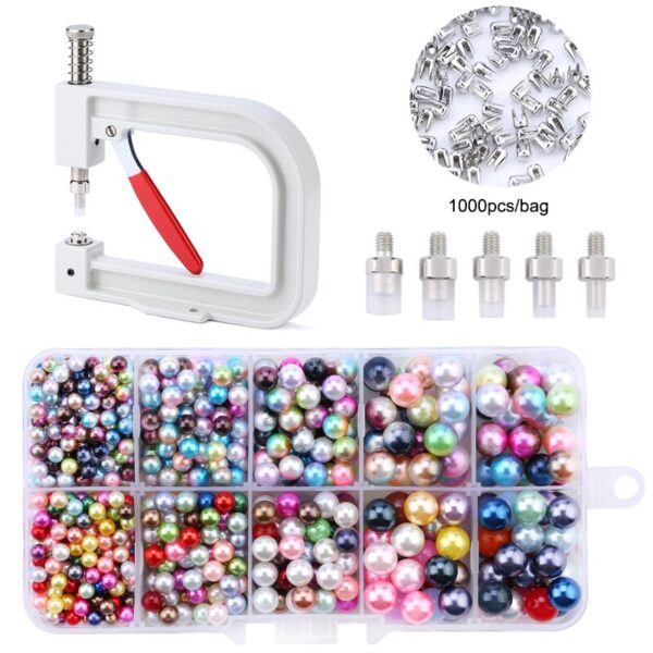 Manual Fixing Pearl Setting Machine Pearl Bead Rivet Setter Tool ABS Round Imitation Pearl Beads 4mm-8mm for Clothes,Crafts