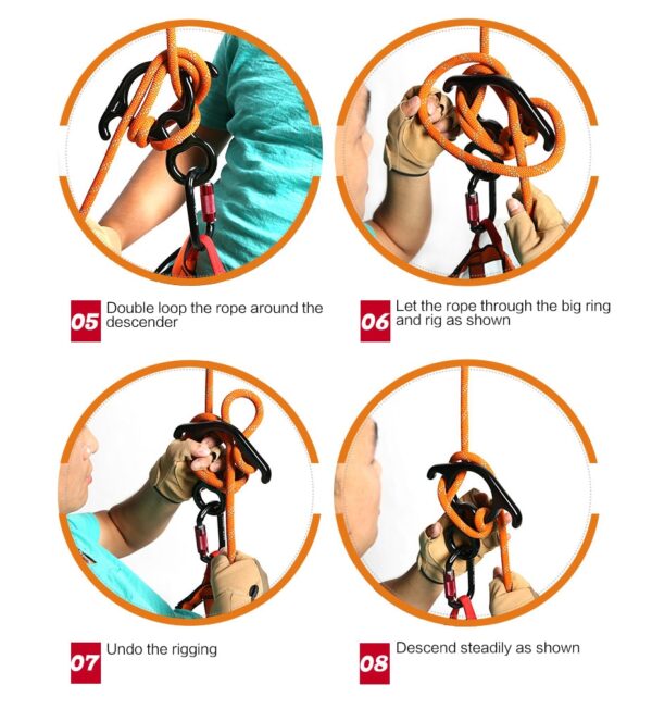 Rock climbing descender OX Horn 8 descend ring downhill eight ring with Bent-ear Rappelling Gear Belay Device Equipment 50NG