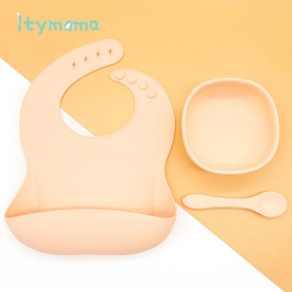 Baby Silicone Feeding Plate Platos Set Baby Bibs Suite Fashionable Children's Dishes Bowl Baby Tableware BPA Free Baby Plate