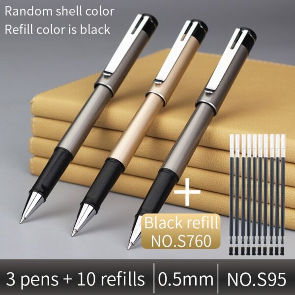 Deli Gel pen Send refill Business Office ABS 0.5 signing pen 0.7 Bold Carbon pen black write 1.0 student Signature pen set