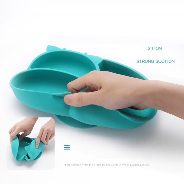 Cow Silicone Baby Feeding Silicone Plate Kids Bowl For Breakfast Nursning Feeding Tableware Set With Spoon Fork Set