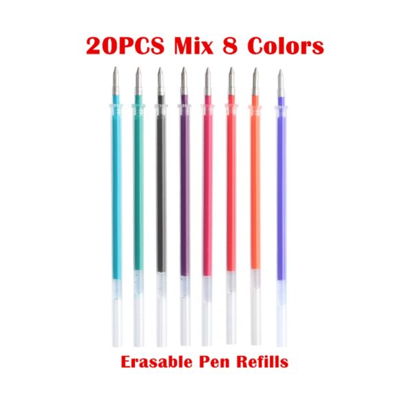 20Pcs Erasable Gel Pen Refill Rod 0.5mm Washable Handle Magic Erasable Pen Refills For School Writing Tools Kawaii Stationery