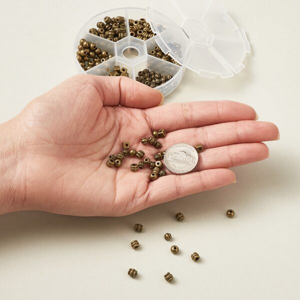 360pc/box 6 compartments Tibetan Style Bead Spacers Mixed Shapes Antique Bronze DIY Jewelry Making Handicrafts Supplies 8x2cm