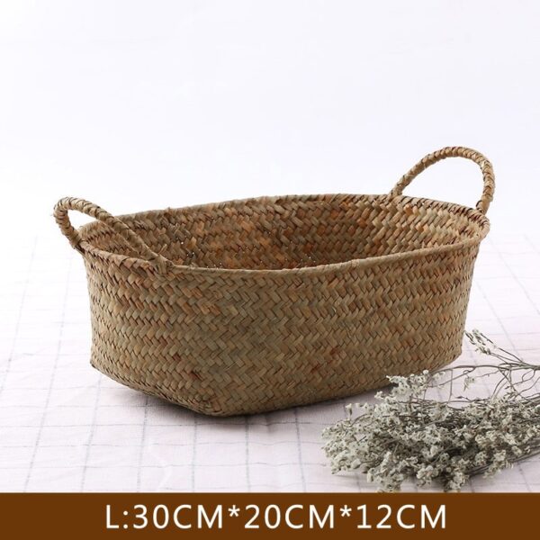 Handmade Bamboo Storage Baskets Seagrass Wicker Basket Garden Plant Flower Pot Laundry Basket Container Makeup Rattan Organizer