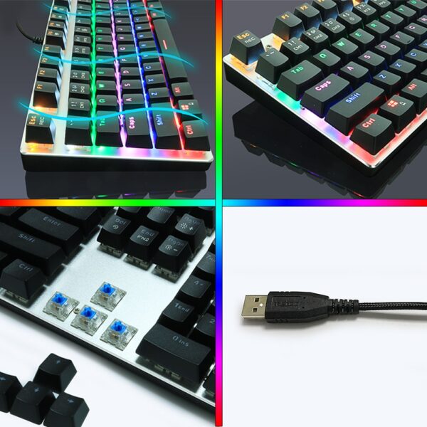 METOO zero Wired Gaming Mechanical Keyboard Game 87/104 Anti-ghosting Russian/US Blue Black Red switch Backlit For pro gamer Lap