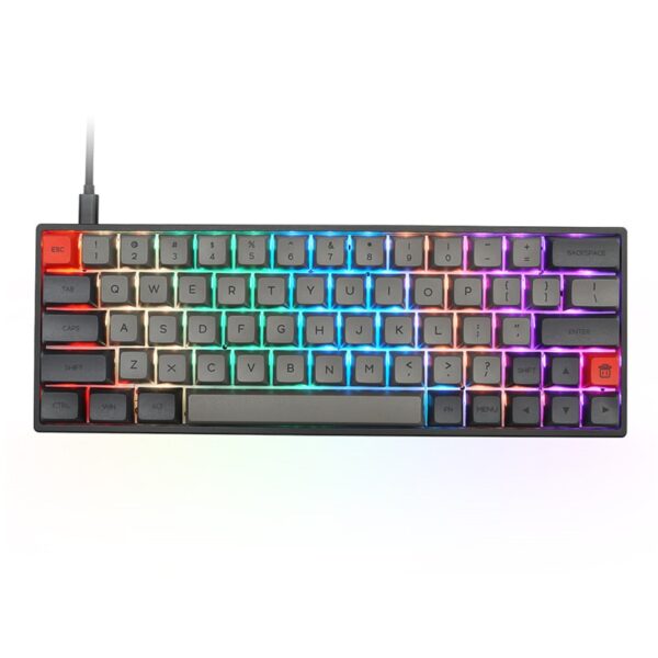 64-Key Keyboard RGB Backlit Mechanical Gaming Keyboard NKRO Bluetooth 5.1 Type-C Dual Mode PBT Keycap Gateron Optical Switch