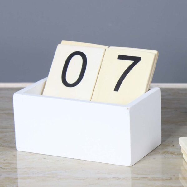 Wooden Perpetual Calendar Eternal Block Planner Photography Props Month Week Date Display Home Office Desktop Decoration