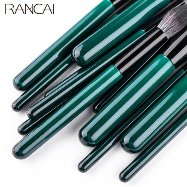 RANCAI 12pcs High Quality Makeup Brushes Set Foundation Powder Blush Eyeshadow Sponge Brush Wool Fiber Hair Cosmetic Tools