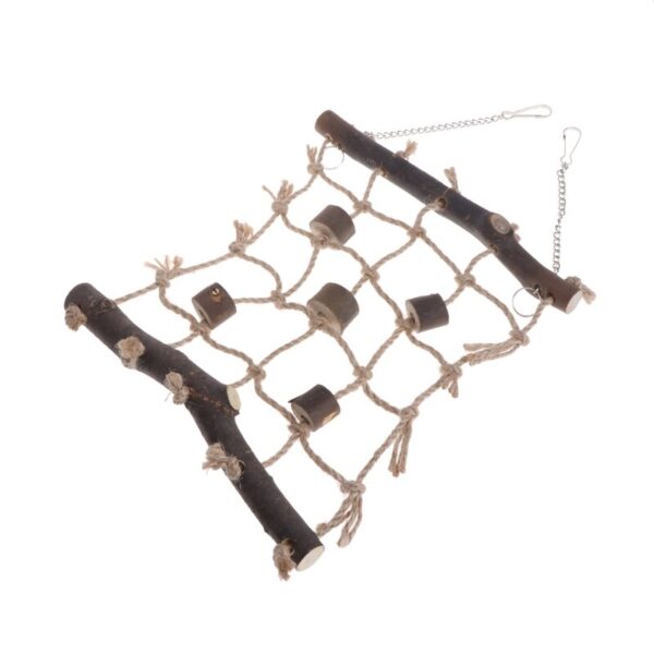 Hanging Hemp Wood Bird Swing Ladder Parrot Climbing Net Cage Game Bird Gym Toys Dropship