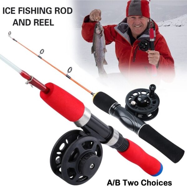 Sougayilang 48cm Mini Ice Fishing Rod Ice Fishing Rod Reel Combo Winter Fishing Pole with Ice Reel Combo Fishing Tackle Tool