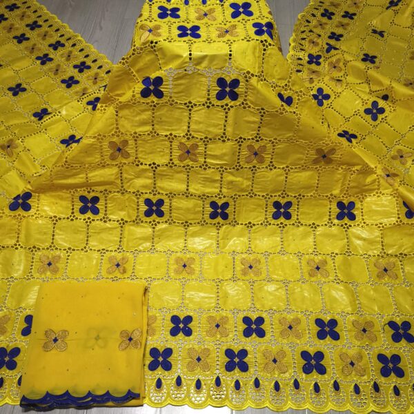 7yards African Bazin Riche Lace Fabric New Design Embroidered High Quality French Lace With Stones Guinea Brocade Fabric