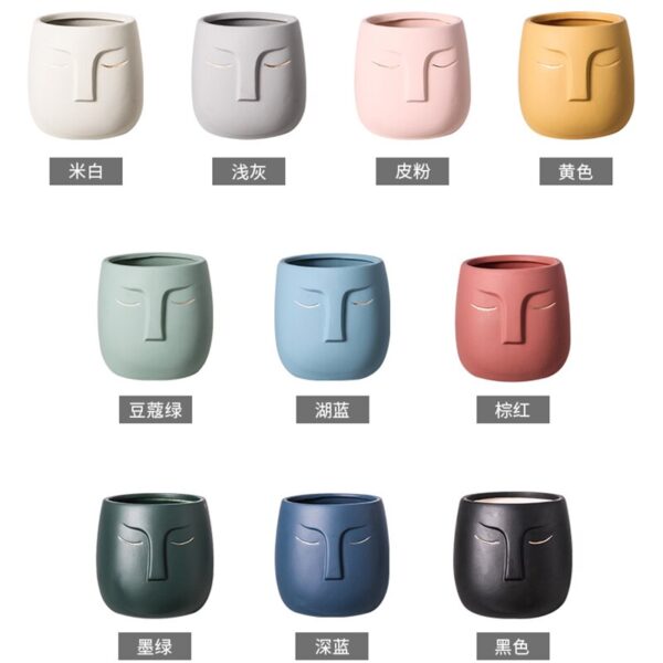 Nordic Style Ceramic Decorative Flower Pot Creative Art Human Face Succulent Cactus Planter Pot With Hole Gardening Accessories