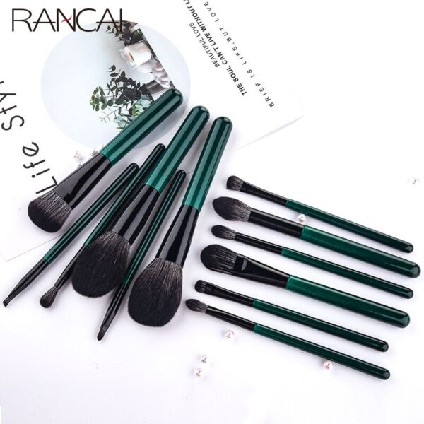 RANCAI 12pcs High Quality Makeup Brushes Set Foundation Powder Blush Eyeshadow Sponge Brush Wool Fiber Hair Cosmetic Tools