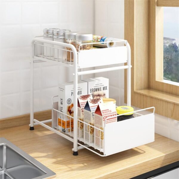 Drawer Organizer Cabinet Basket Pull Out Under The Sink Desktop Kitchen Bathroom Storage