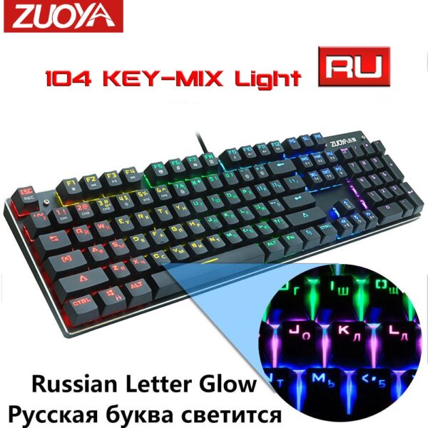 ZUOYA Mechanical Keyboard RGB Mix Backlit Wired Gaming Keyboard Anti-ghosting Blue Red Switch For Game Laptop PC Russian US