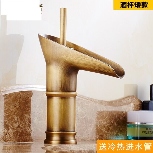 Antique Diverter Basin Faucet Mixer Gold Retro Bathtub Basin Faucets Sink Waterfall Torneira Banheiro Home Improvement EA6TPL