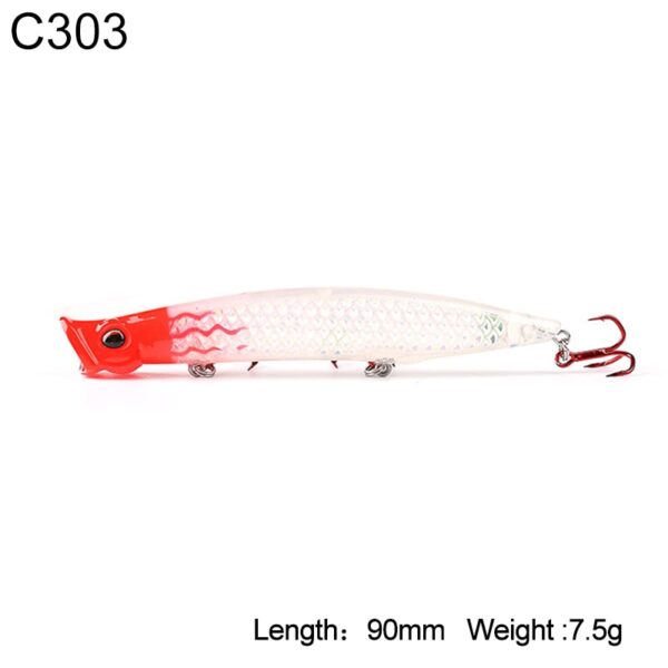 Kingdom Poppers Fishing Lures Hard Bait Topwater 123mm 18.5g,110mm 12.8g,90mm 7.5g Quality Hooks Artificial fish Lure Model 3508