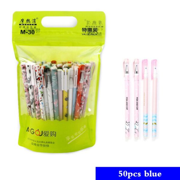 20/40/50/100Pcs/Set Cute Animal Erasable Gel Pens 0.5mm Black Blue Ink Gel Pen Set School&Office Writing Stationery supplies