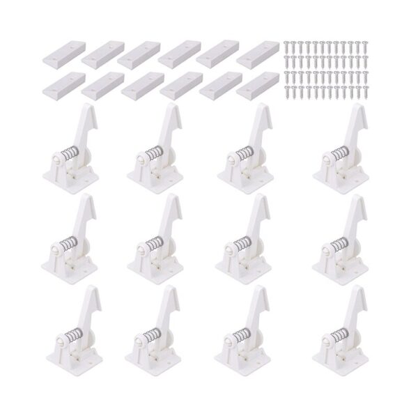 Cabinet Locks Child Safety Latches – 12 Pack Baby Proofing Cabinets Drawer Lock – Easy Installation(White) (White)