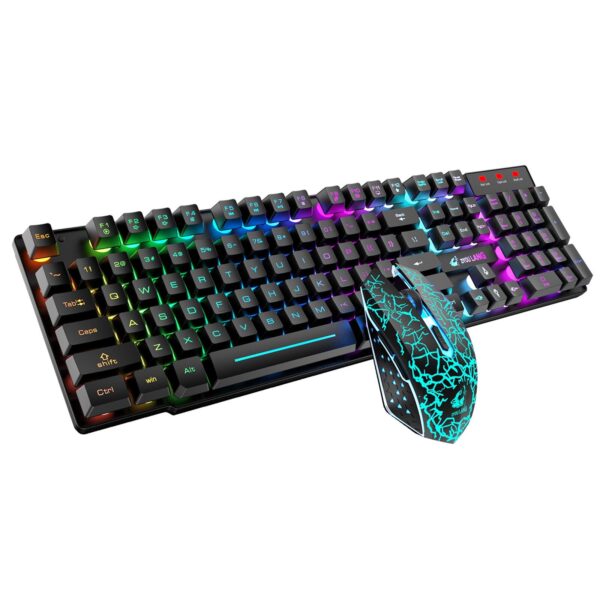 Wireless Gaming Keyboard Gaming Mouse Set Rainbow LED Backlit Mouse Gamer Rechargeable Keyboard for Laptop PC Computer Games 10