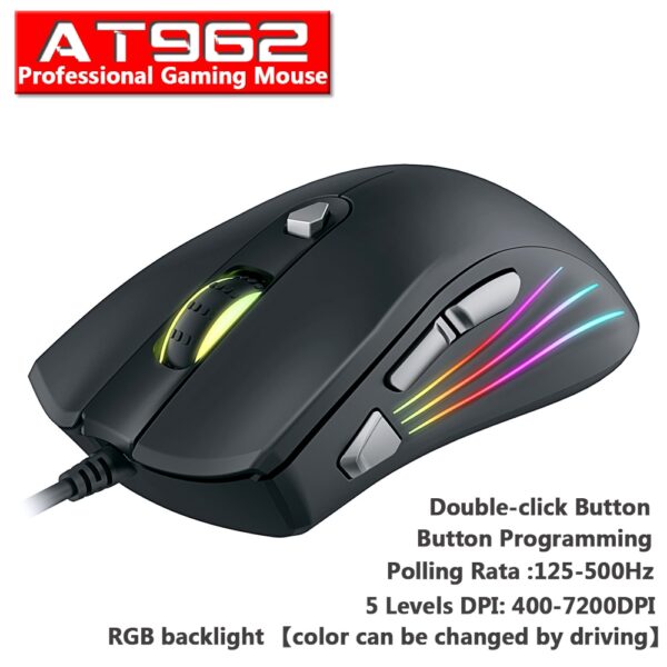 Original Wired Profession Gaming Mouse Mice 3600/7200DPI RGB Backlight LED Optical Sensor 7 Button For Laptop Computer PC Gamer
