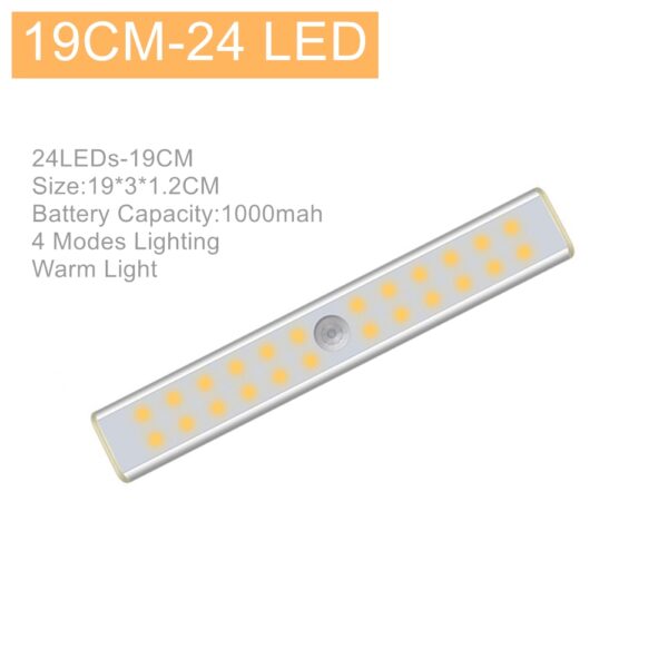 19/30/40CM USB Rechargeable Motion Sensor Led Closet Lights for Bedroom Magnetic Wall Light for Kitchen Cabinet Closet Stairway
