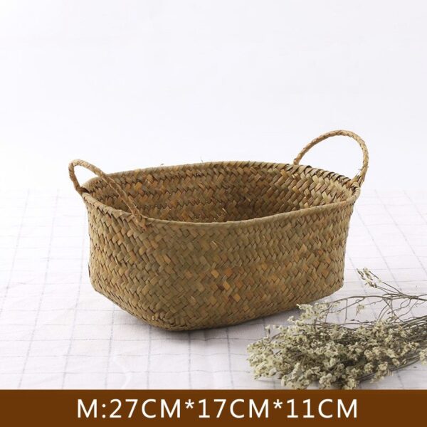Handmade Bamboo Storage Baskets Seagrass Wicker Basket Garden Plant Flower Pot Laundry Basket Container Makeup Rattan Organizer