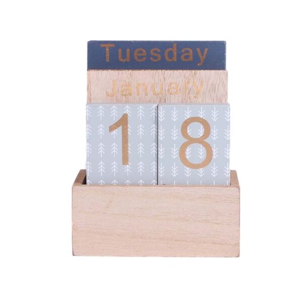 Wooden Perpetual Calendar Eternal Block Planner Photography Props Month Week Date Display Home Office Desktop Decoration